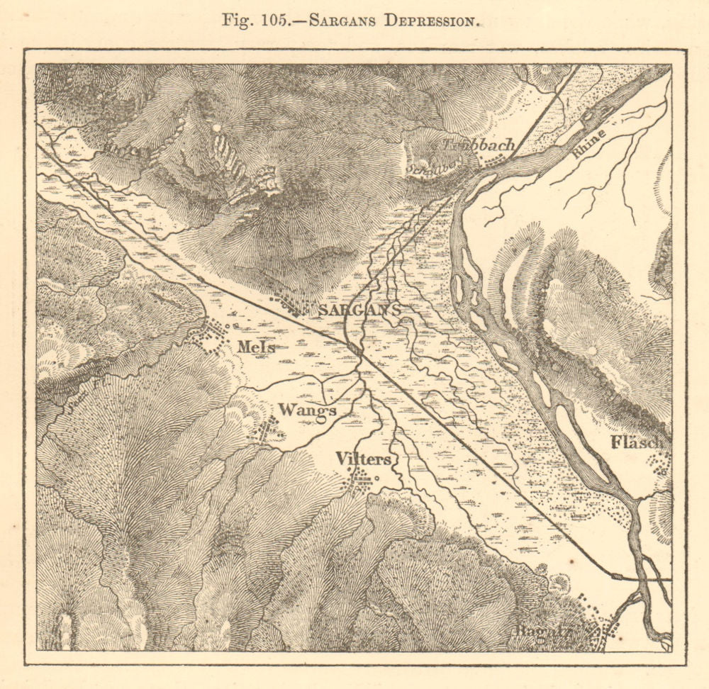 Sargans Depression. Switzerland. Wangs Ragatz Mels Vilters. Sketch map 1886